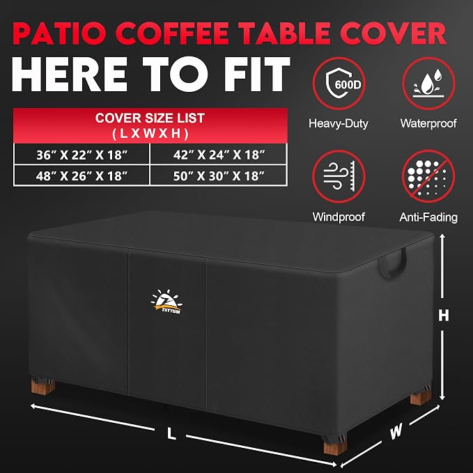 Zettum Outdoor Coffee Table Cover – Coffee Table Cover Rectangle Waterproof & - Image 3