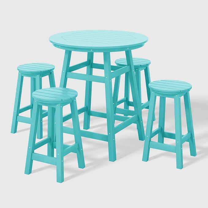 WestinTrends Malibu 5-Piece HDPE Outdoor Patio Dining Bar Bistro Table Set by WestinTrends