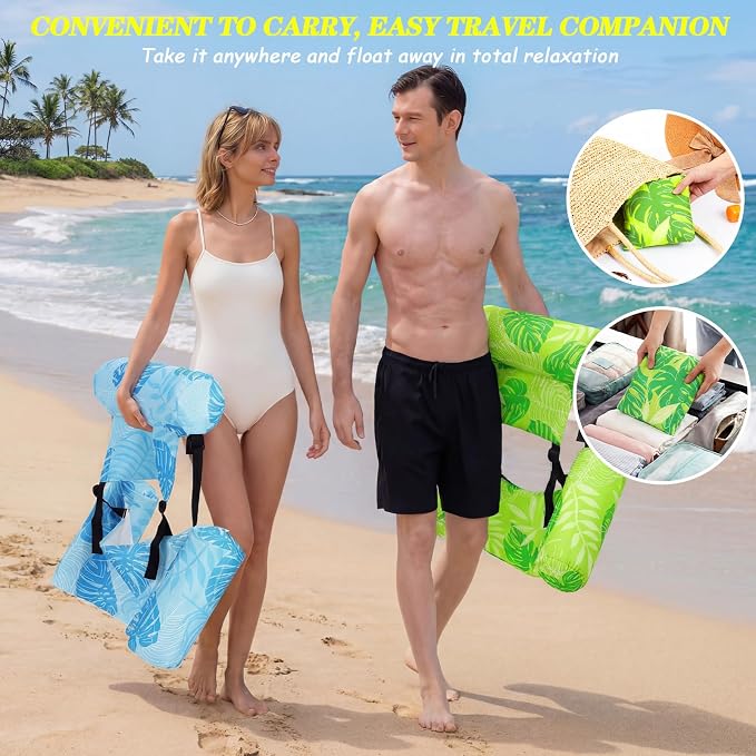 2 Pack Inflatable Pool Float for Adult Adjustable Hammock Float Chair Fabric - Image 7