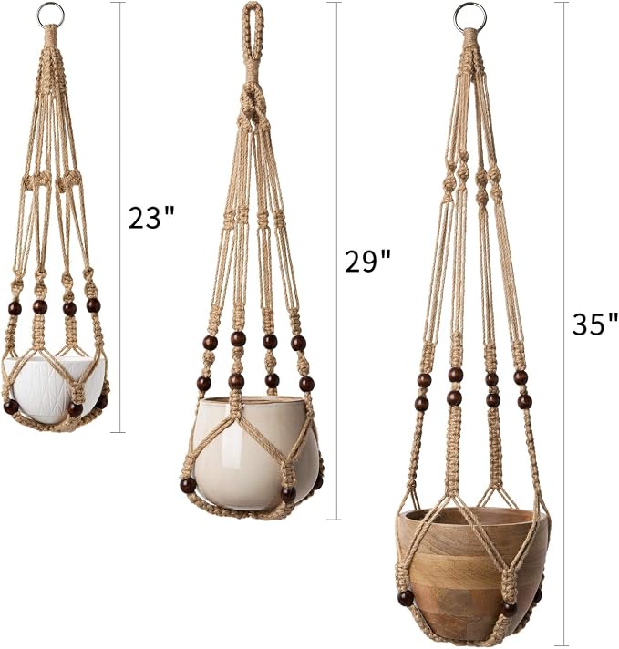Mkono 3 Pack Macrame Plant Hangers Indoor Different Size Hanging Planter Basket - Image 6