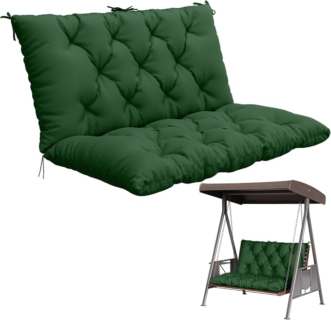 Porch Swing Cushion with Backrest, Waterproof Bench Cushion by Pakunoda