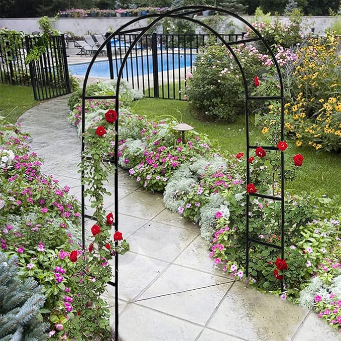 Garden Arch Trellis, Metal Pergola Arbor, Wedding Arch Flowers Frame Backdrop by Siuchuen