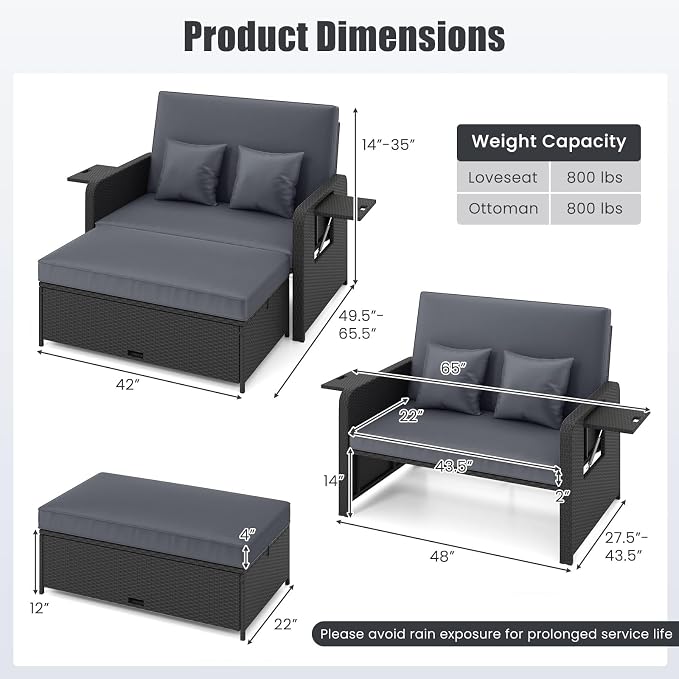 HAPPYGRILL Patio Rattan Wicker Daybed - Image 9