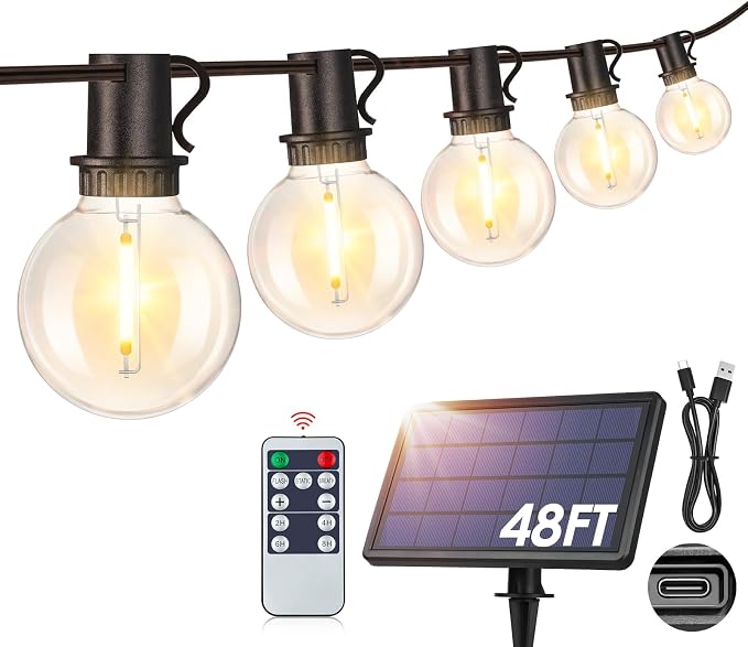 Mlambert 48Ft Solar String Lights, Outdoor Waterproof Patio Lights by Mlambert
