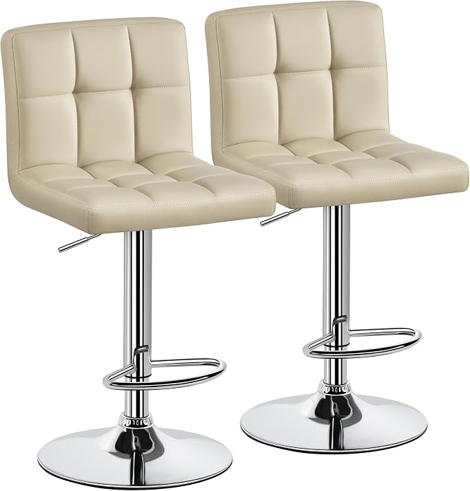 Yaheetech Bar Stools Set of 2, Adjustable PU Leather Swivel Barstools, Modern by Yaheetech