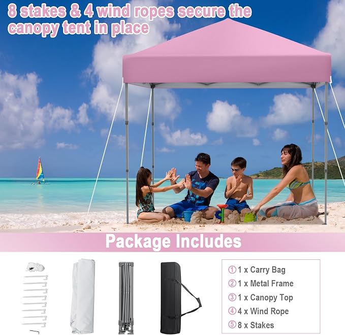 Tangkula 6.6x6.6 Ft Pop Up Canopy, 1 Person Instant Setup Canopy Tent - Image 5