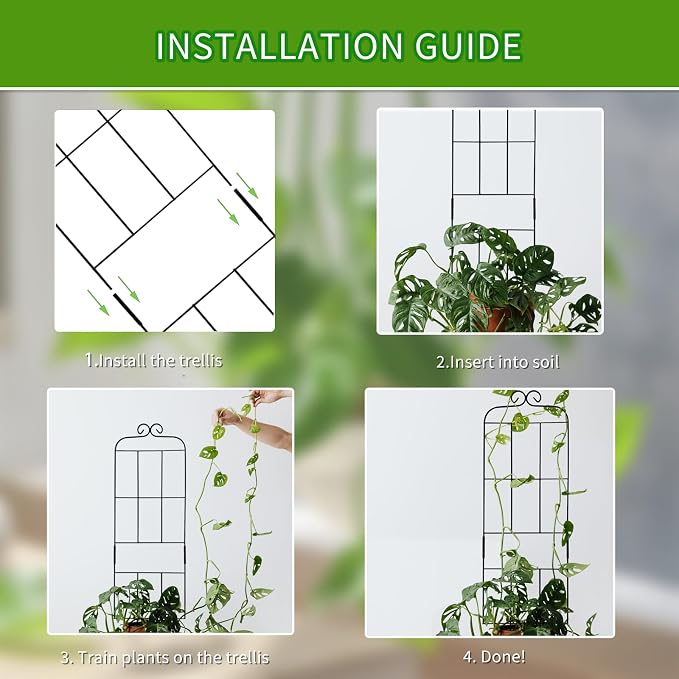 4 Pack 31'' Plant Trellis for Climbing Plants Indoor & Outdoor, Metal Trellis - Image 3