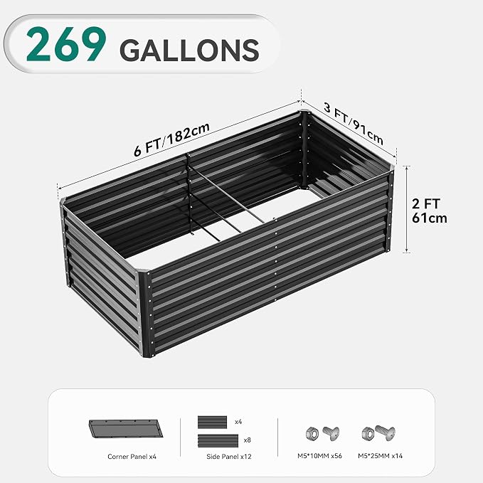 YITAHOME 6x3x2ft Outdoor Raised Garden Bed Kit, Large Metal Patio Planter Box - Image 6