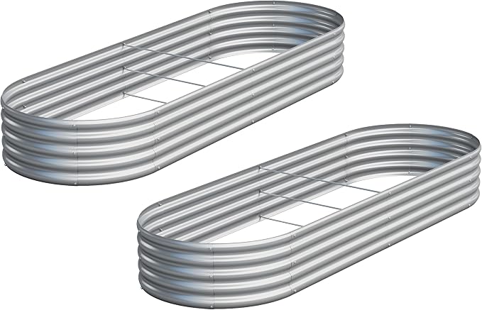 2PCS 8x2x1ft Galvanized Metal Raised Garden Bed Kit, Outdoor Planter Box by Easllre