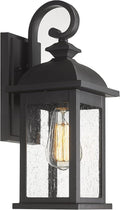 FEMILA Outdoor Wall Sconce, 14.9" Matte Black Seeded Glass Outdoor Sconce Lights by FEMILA