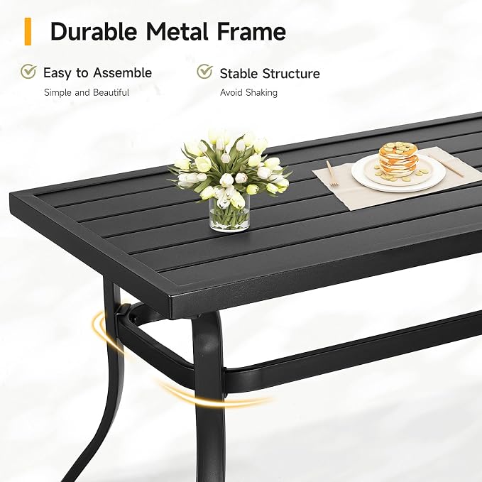 ONBRILL Small Metal Outdoor Coffee Side Table, Steel Coffee Tables - Image 6