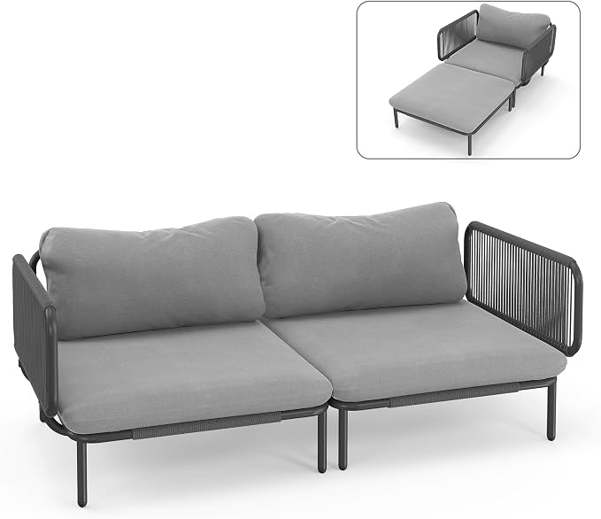 Patio Furniture Set, Outdoor Patio Furniture Oversized Metal Patio Sectional - Image 7