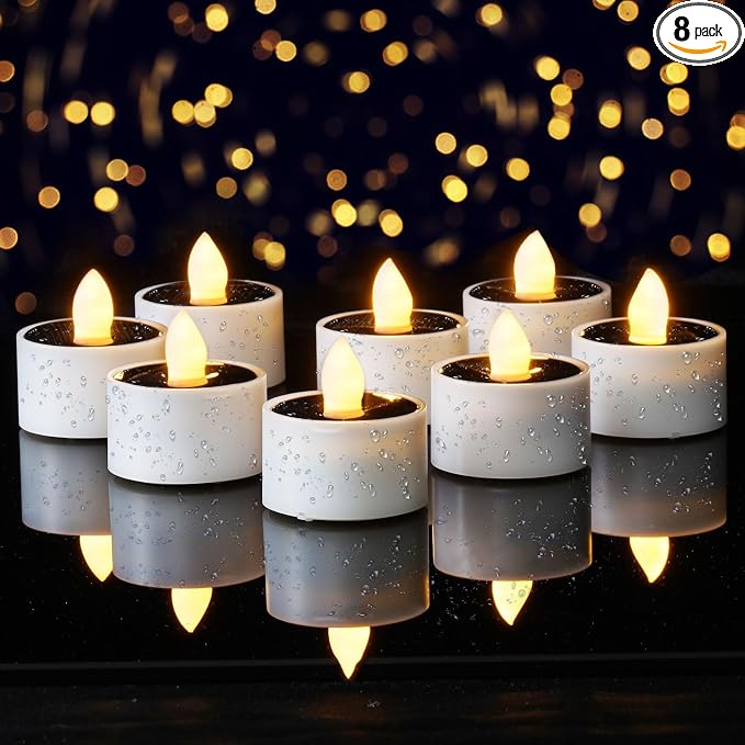 Homemory 8Pcs Solar Tea Lights Outdoor Waterproof, Rechargeable Dusk to Dawn by Homemory