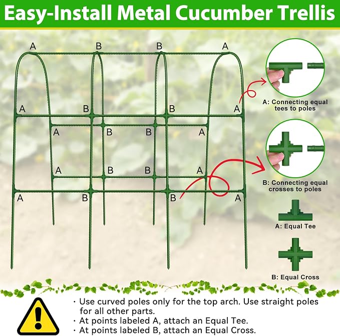 Cucumber Trellis for Raised Bed, Metal Arch Plant Support, Vegetables Trellis - Image 5