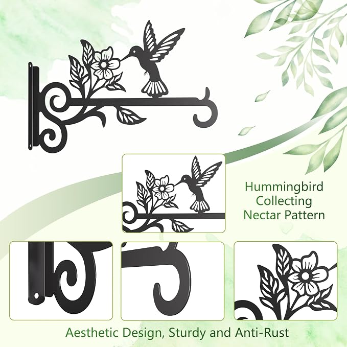 4-Pack Aesthetic Plant Hangers Outdoor – 10 Inch Metal Hanging Plant Bracket - Image 7