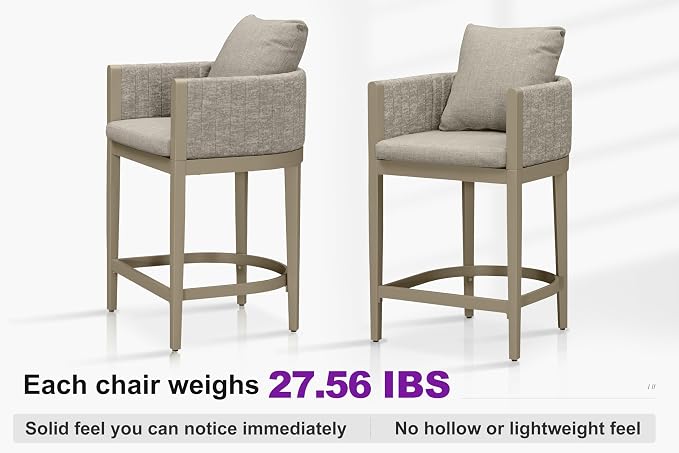 PURPLE LEAF Outdoor Counter Height Bar Stools Straight Leg Set of 4 Patio Bar - Image 6