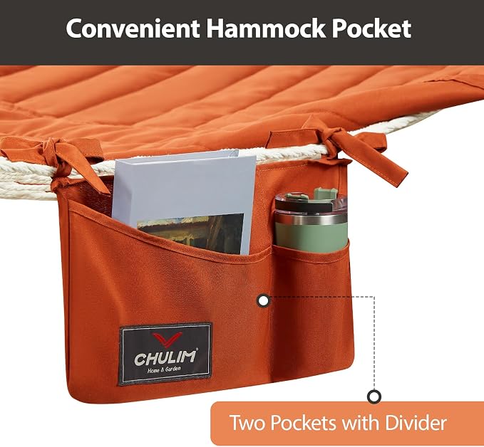 Outdoor Double Hammock with Hardwood Spreader Bars, Large Rope Hammock with - Image 4