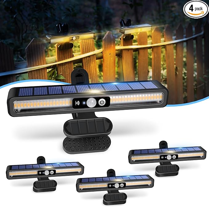 Clip On Solar Motion Lights Outdoor Waterproof, 4 Pack Motion Sensor Outdoor by SunlightEncounter