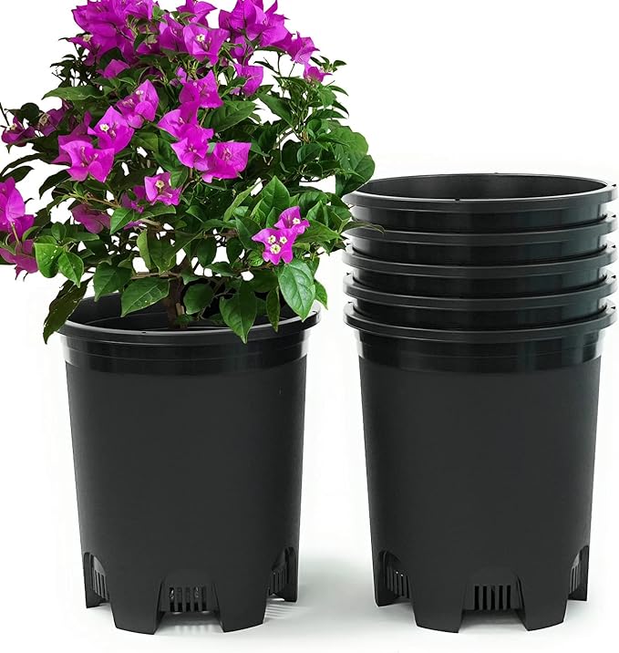 5 Gallon 20-Pack Nursery Pot Black Plastic Planters in Bulk by CottaPlanters