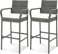 Tangkula Patio Wicker Barstools Set of 2, Outdoor PE Rattan Bar Chairs by TANGKULA