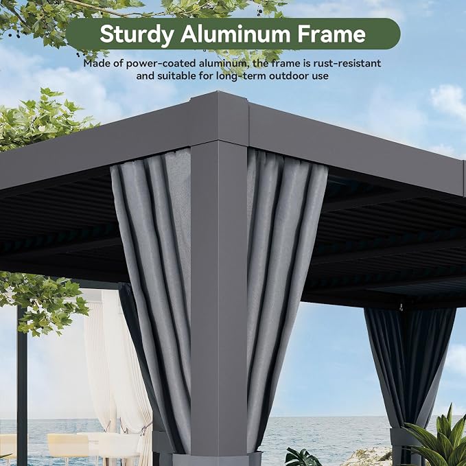 Aoxun Louvered Pergola 10' x 12' Outdoor Aluminum Pergola - Image 7