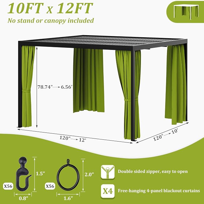 Gazebo Universal Replacement Privacy Curtain, 4-Panels Sidewall Curtains - Image 2