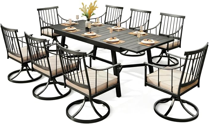 PHI VILLA 9 Pieces Outdoor Dining Set by PHIVILLAThepioneerofcomfortablehouseholdsupplies