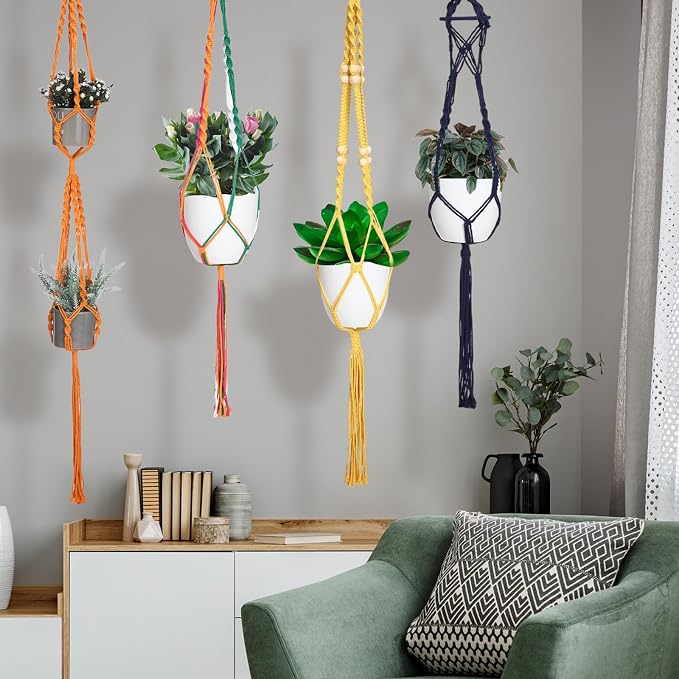 Hoteam 12 Pcs Macrame Plant Hangers Macrame Hanging Planters - Image 7