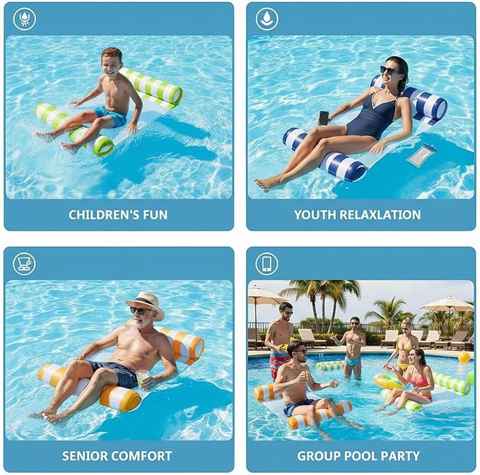 3/5/8 Pack Pool Hammock Upgrated Water Pool Floats, 4-in-1 Multi-Purpose Water - Image 4