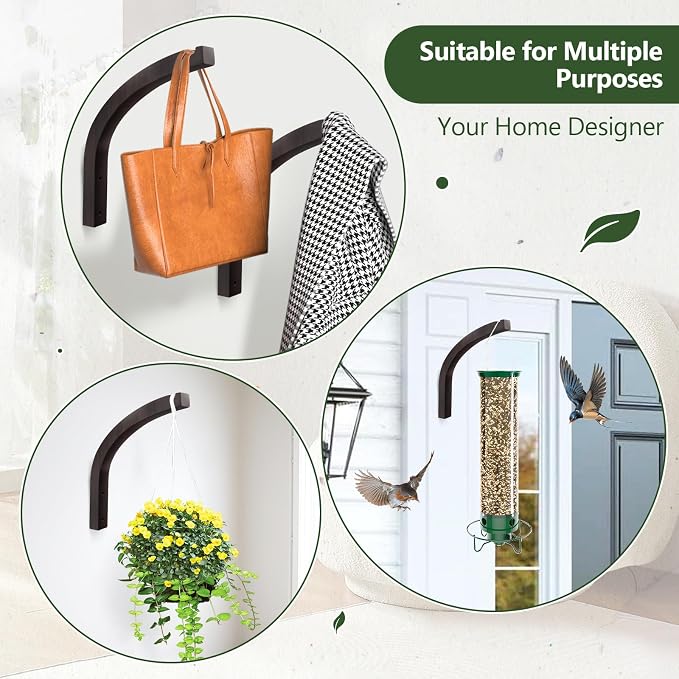 Stylish Wooden Plant Hanger – 2 Pack, 8-Inch Indoor/Outdoor Wall Hooks - Image 4