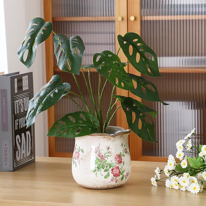 6 Inch Ceramic Plants Pots Vintage Ceramic Flower Planters Crackle Glaze Finish - Image 4