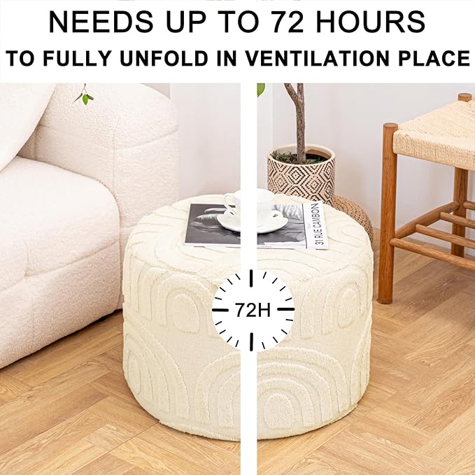 Asuprui Plush Fabric Ottoman Footrest – 20"x14" Soft Foam Pouf - Image 3