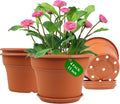 11 Inch Plastic-Flower-Pot-for-Indoor-Plants, 4 Pack Large Outdoor Planter Pot by Pottiffe