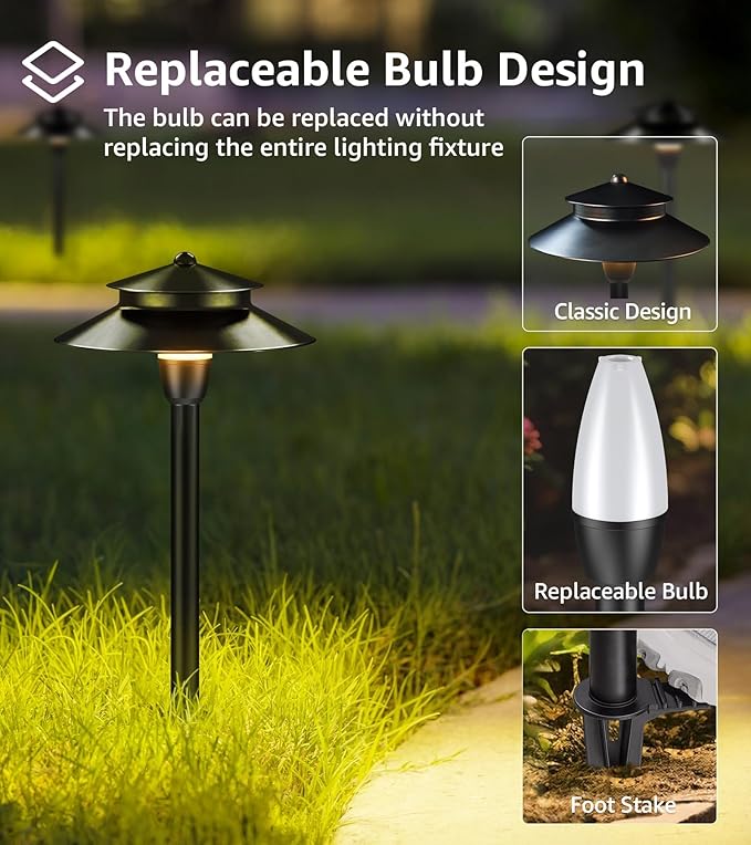 SUNVIE 3W Low Voltage Pathway Lights Wired Landscape Path Lights Outdoor Low - Image 3