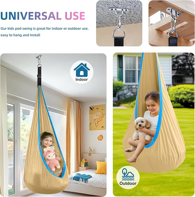 Kids Swing Seat Hammock Chair Indoor Outdoor Hanging Chair - Image 4