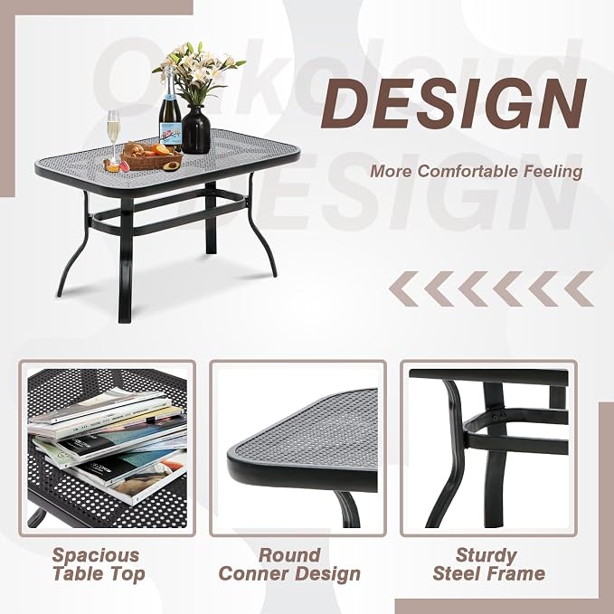 Oakcloud Outdoor 2 Pcs Patio Loveseat Bench Metal Frame Furniture Set - Image 5