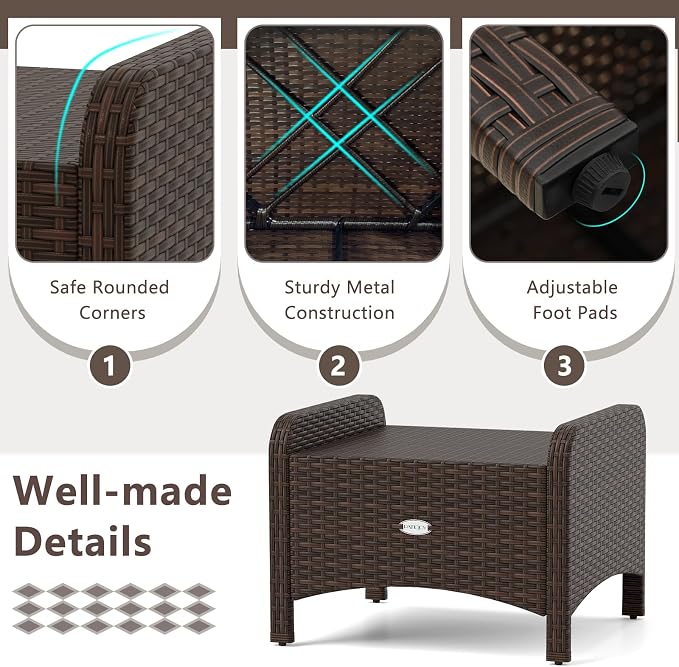 RELAX4LIFE Wicker Outdoor Ottomans - Image 7