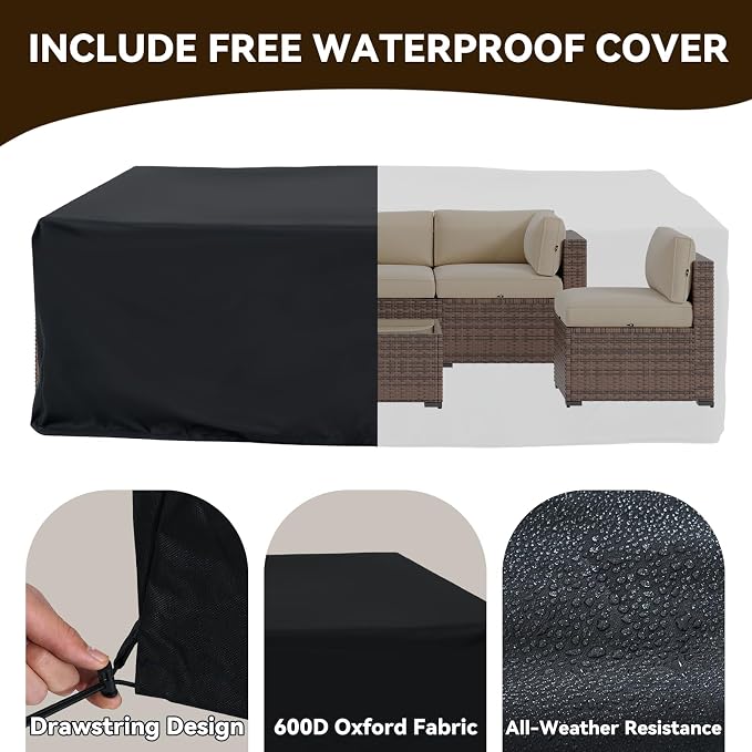 Aoxun Patio Furniture Sets, 7-Piece Outdoor Patio Furniture - Image 7