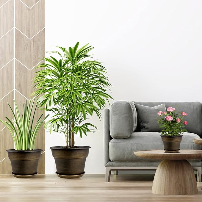 Plant Planters Pots Set of 4 Pack 11 Inch, Plastic Flower Pot - Image 6