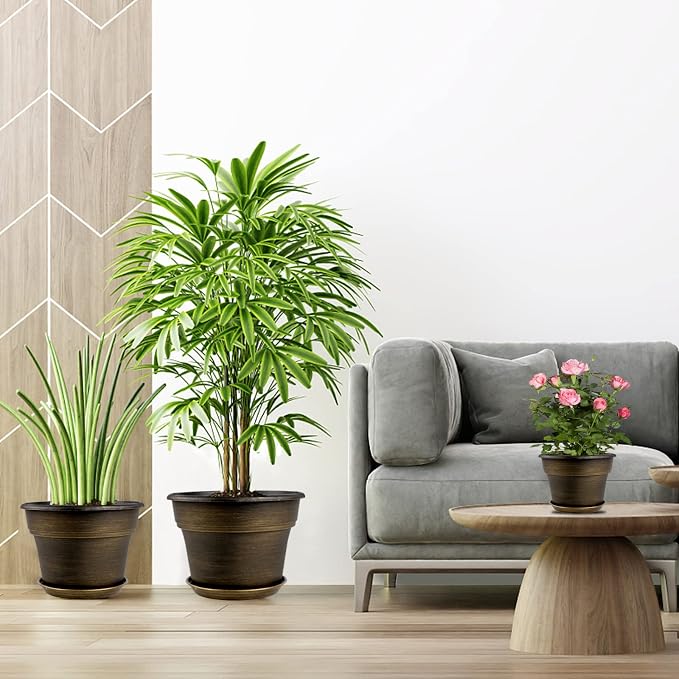 Plant Planters Pots Set of 4 Pack 8 Inch, Plastic Flower Pot - Image 6