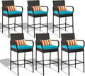 Sundale Outdoor Wicker Bar Stool Set of 6, Patio Counter Height Pub Chair by SundaleOutdoor