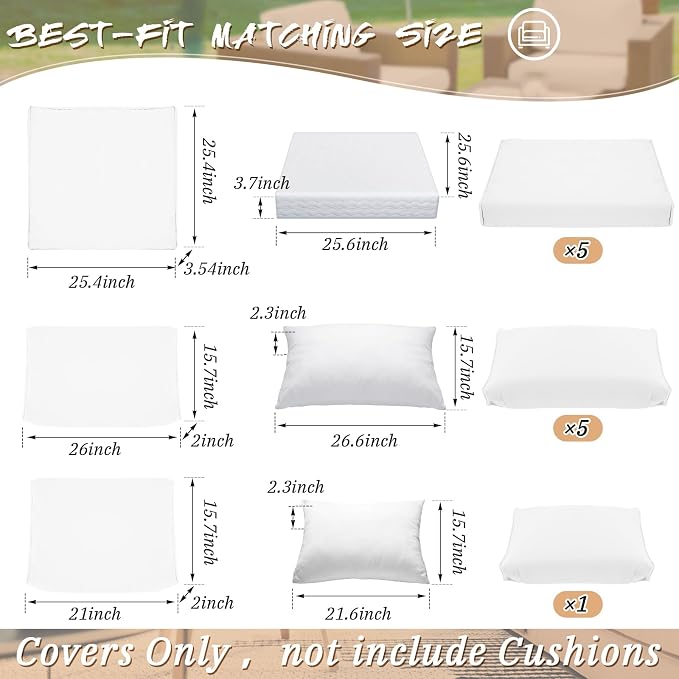 Patelai 11 Pcs Waterproof Patio Cushion Covers - Image 3