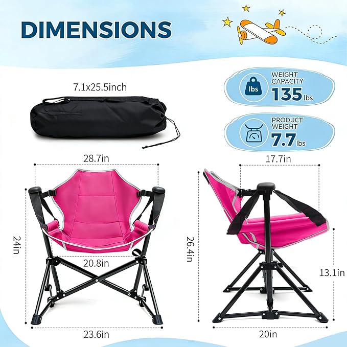 Kids Hammock Chair, Adjustable Kids Camping Chair, Folding Chair - Image 2