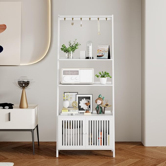 4-Tier Ladder Shelf with Drawers 59.5"H x 24.8"L x 10.6"W, Ladder Bookshelf - Image 7