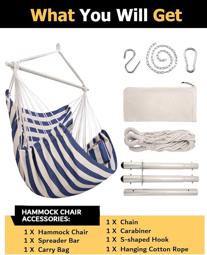 ADVOKAIR Hammock Chair Large 70.9"x47.2", 32% Bigger XXL Hanging Swing Chair - Image 6