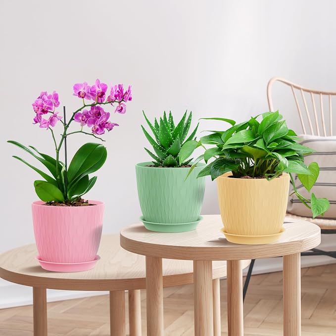 7 inch Plant Pots, 5 Pack Flower Pots - Image 6