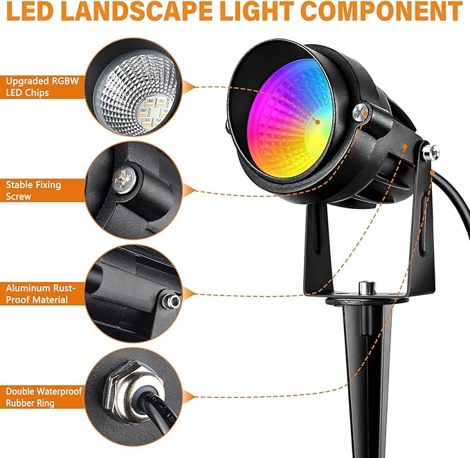 Low Voltage RGBW LED Landscape Lights Spot Lights Outdoor - Image 2