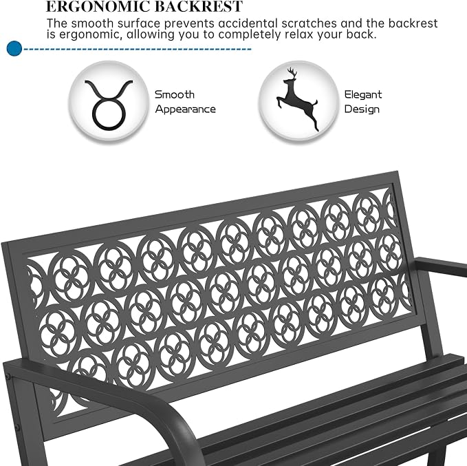 On Shine Outdoor Garden Bench Cast Iron Steel Outdoor Bench Clearance - Image 6