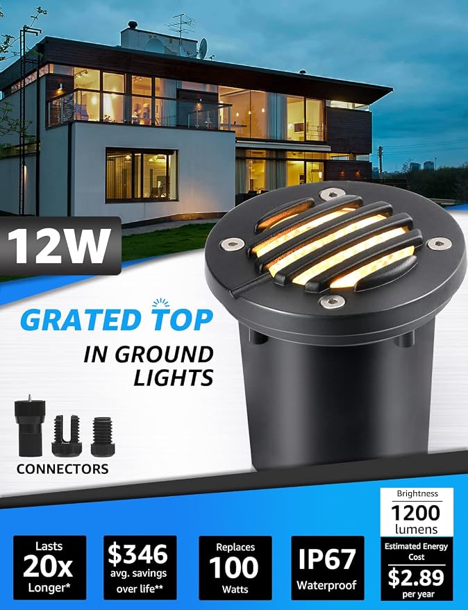 SUNVIE 12W Low Voltage Landscape Lighting Anti-Glare LED Well Lights 12V-24V - Image 2
