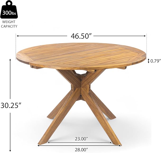 Christopher Knight Home Stamford Outdoor Acacia Wood Round Dining Table - Image 2